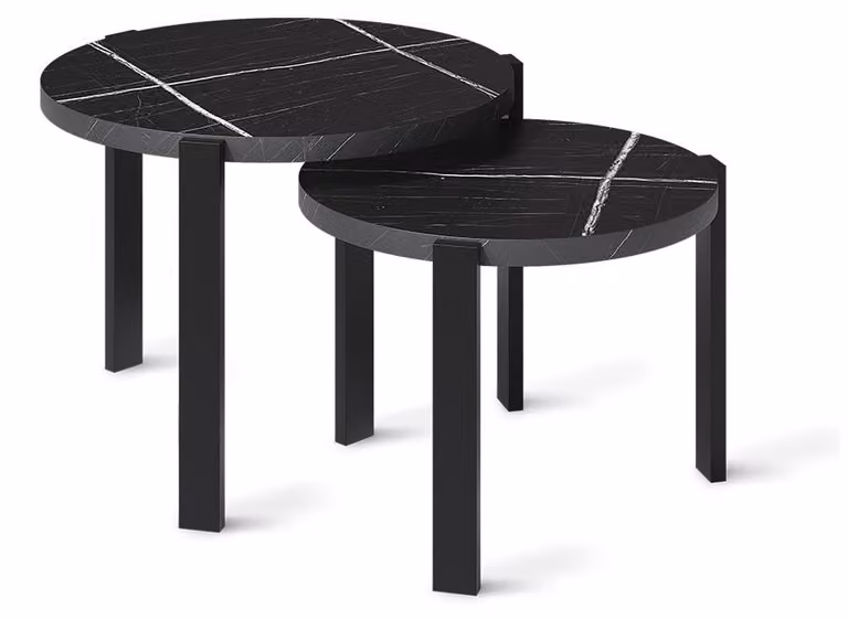Set di tavolini Vicco Norin Marmo nero/Nero 60 x 60 cm, Model 61835