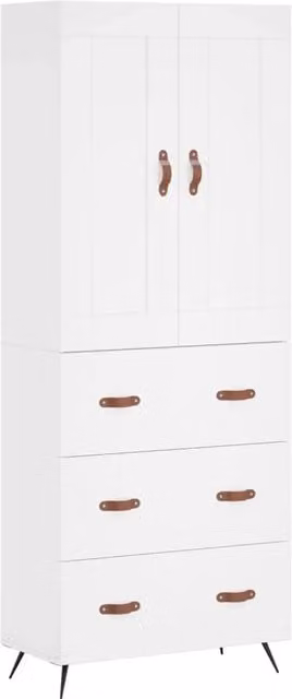 Credenza | Madia | Buffet da pranzo | Armadio da pranzo Bianca 69,5x34x180 cm in Legno Multistrato