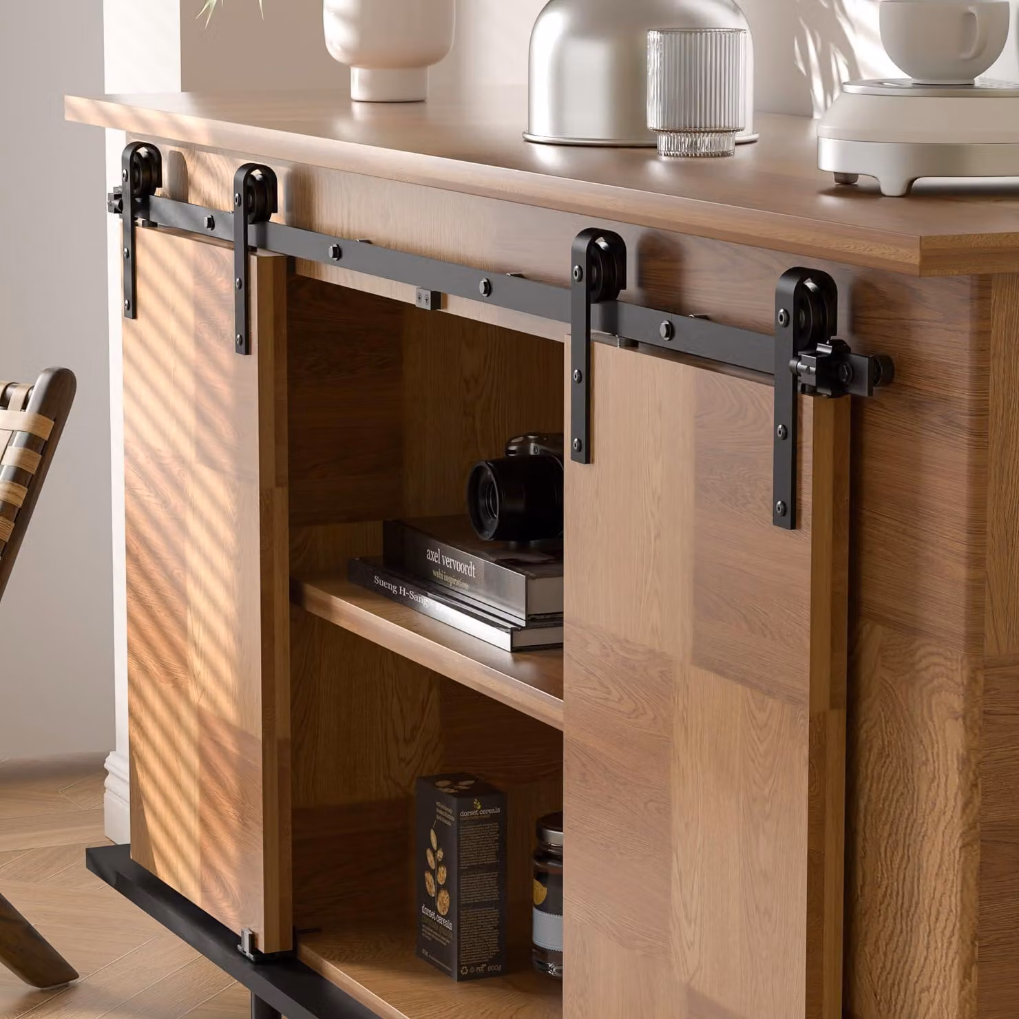 Set di porte scorrevoli da 183 cm, composto da due ante, per armadio, completo di ferramenta