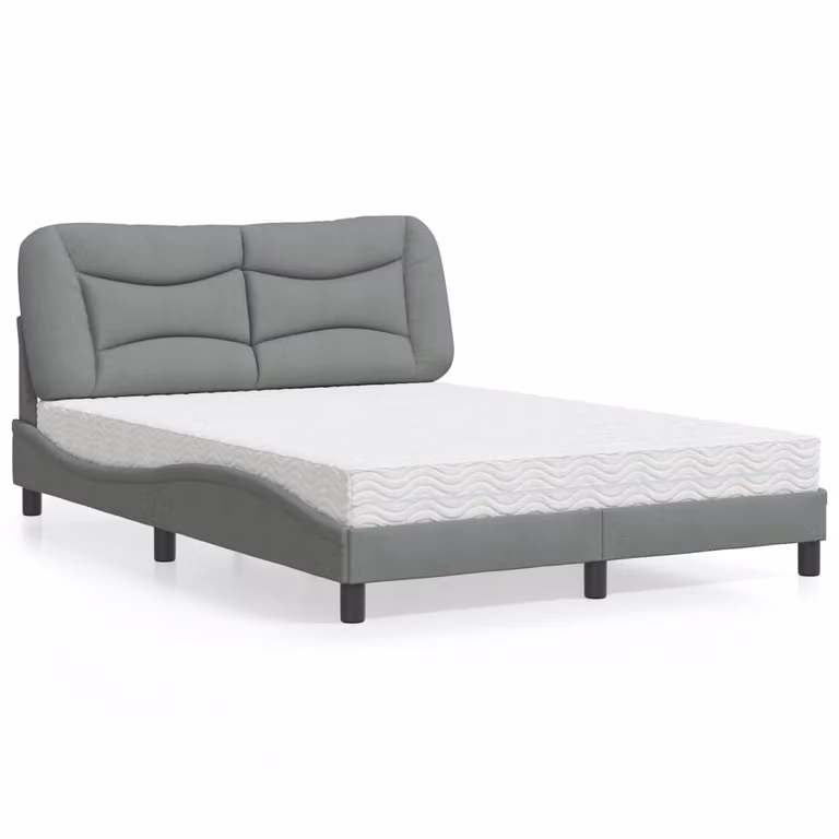 vidaXL Letto con Materasso Hvar Grigio Chiaro in Tessuto L/P/H: 140 x 200 cm