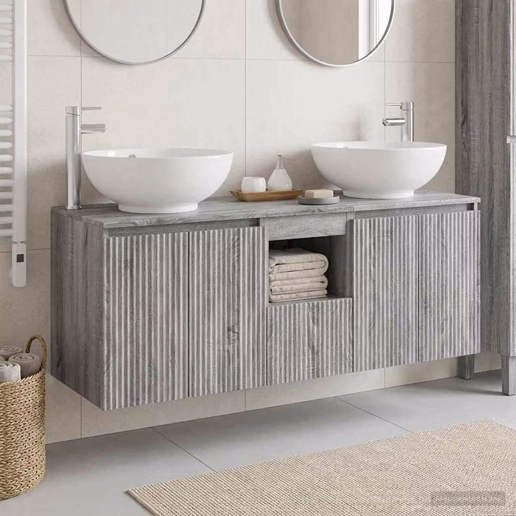 Set di 3 armadi da bagno moderni vidaXL in legno e metallo grigio opaco L/P/H: 49,5 x 44,5 x 65 cm