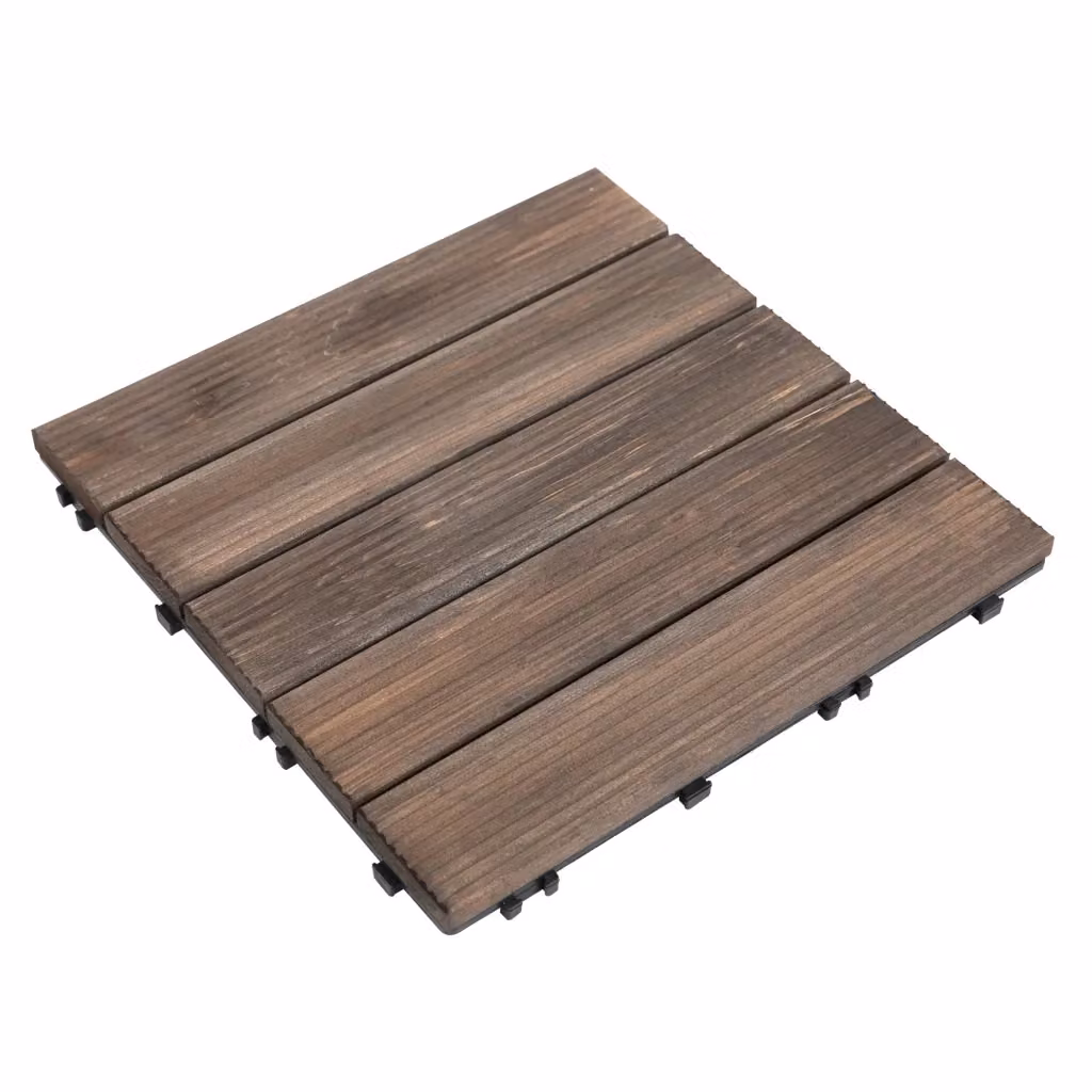 Set di 27 piastrelle per pavimento esterno in legno marrone DESIGN IN con montaggio a incastro, L/P/H: 30 x 30 x 2,5 cm – 2