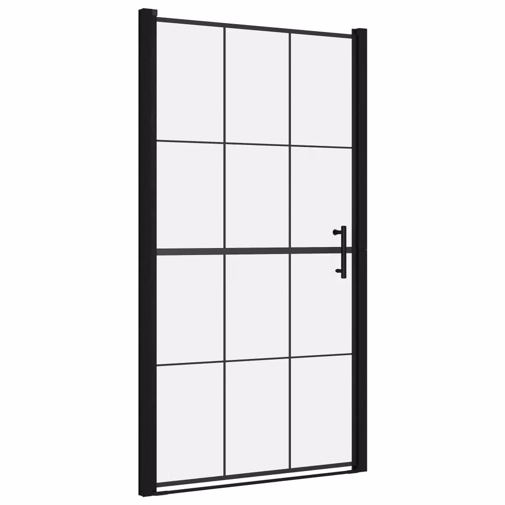 Porta per Doccia in Vetro Temperato 100x178 cm Nera