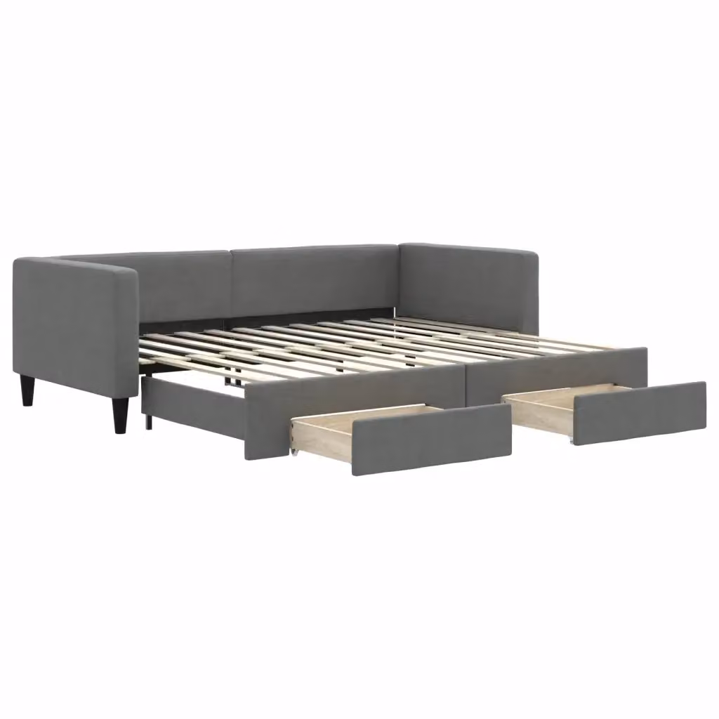 Divano Letto Estraibile con Cassetti vidaXL in Tessuto Grigio L/P/H: 223 x 90 x 68 cm – 2