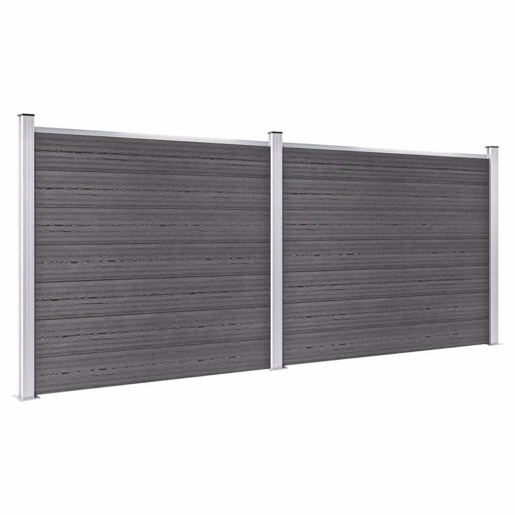 vidaXL Set di elementi per recinzione WPC 353x146 cm nero