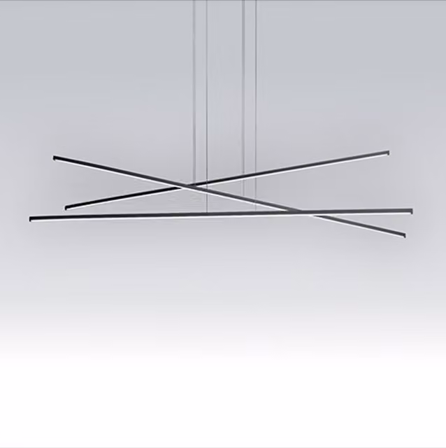 Linea Light Straight Sospensione LED Moderna in Alluminio Nero con Luce Up/Down Regolabile