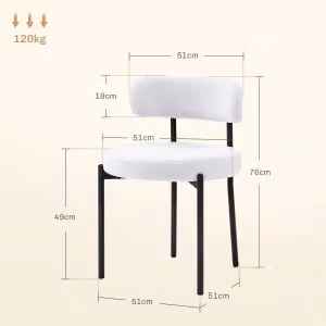 Set di 2 sedie da sala da pranzo OKWISH moderne in poliestere bianco crema con seduta e schienale imbottiti e gambe in metallo – 2