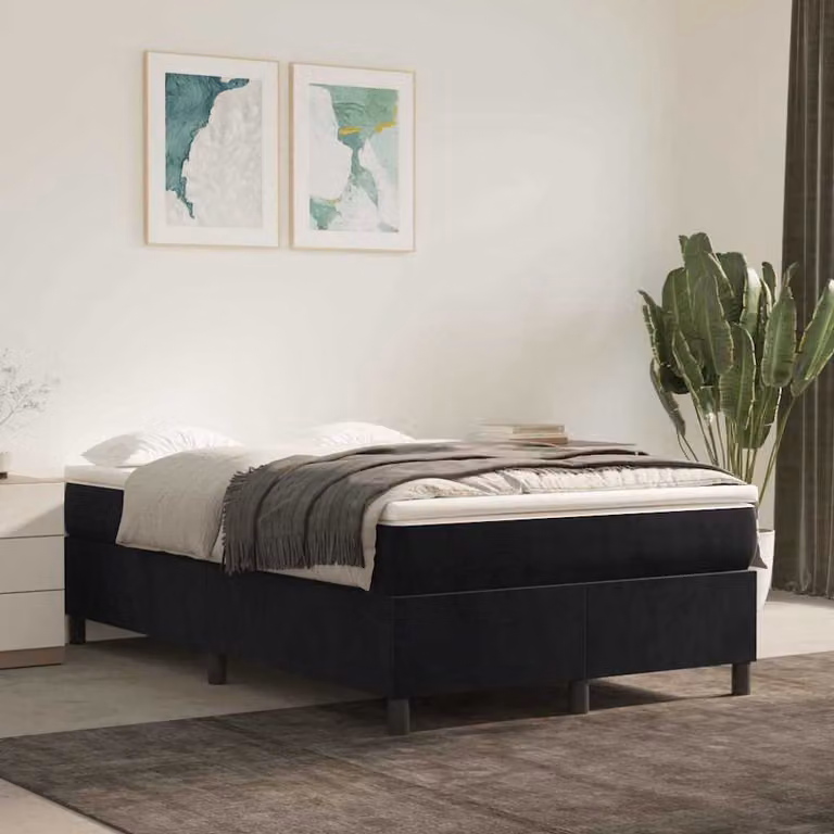 vidaXL Struttura Letto a Rete a Molle Nero 120x200 cm Velluto