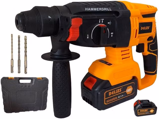 Trade Shop Trapano Scalpellatore A Batteria 21V 9Ah Martello Demolitore SDS Plus DL26-1 Arancione – 1