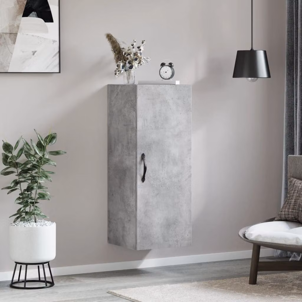 Mobile a parete vidaXL in stile moderno, Grigio Cemento, L 34,5 cm x P 34 cm x H 90 cm