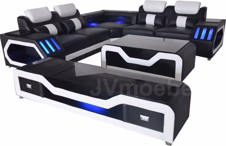 Ledersofa Wohnlandschaft Eck Garnitur Design Modern Sofa L-Form Couchtisch G8046