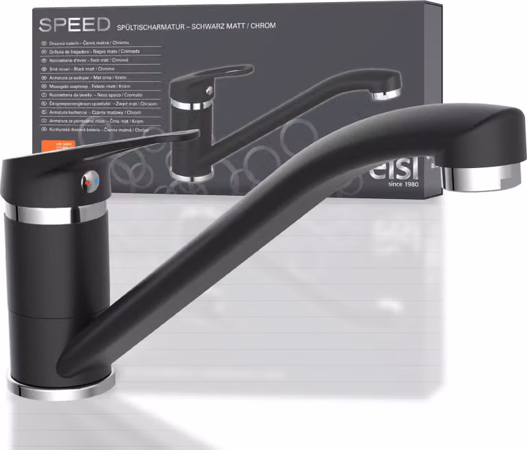 miscelatore da cucina eisl SPEED, miscelatore da cucina girevole a 360°, miscelatore da cucina, cromo/nero opaco