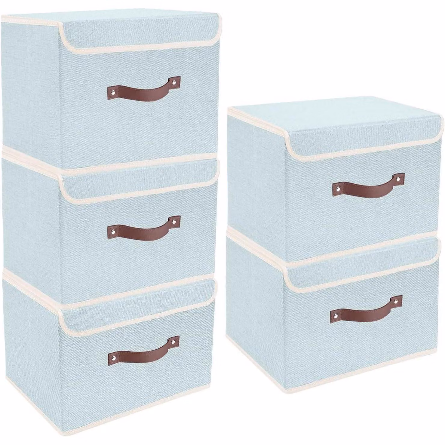 Contenitore pieghevole con coperchio, in tessuto, lavabile, dimensioni 38x25x25 cm, confezione da 5 pezzi, marca Aqua Spring