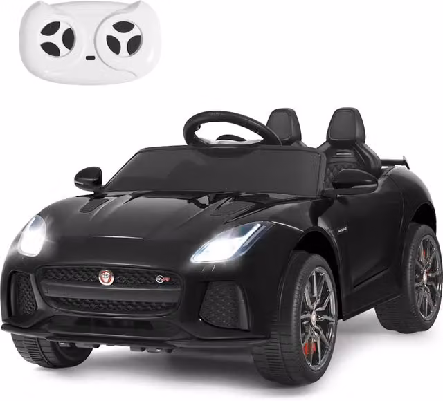 Auto elettrica Jaguar per bambini con telecomando 2.4G e funzioni luci e suoni, colore nero, L 107,5 x P 66 x H 50 cm