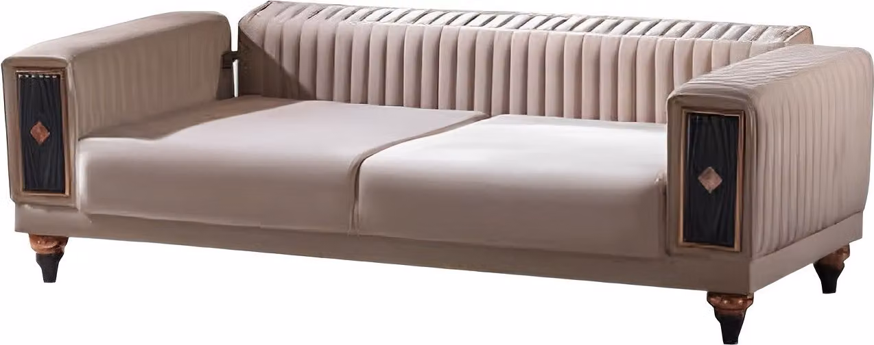 Dreisatzsofa Wohnzimmer 3-Sitzer Sofa Polster Möbel Stoff Beige Modern Couch