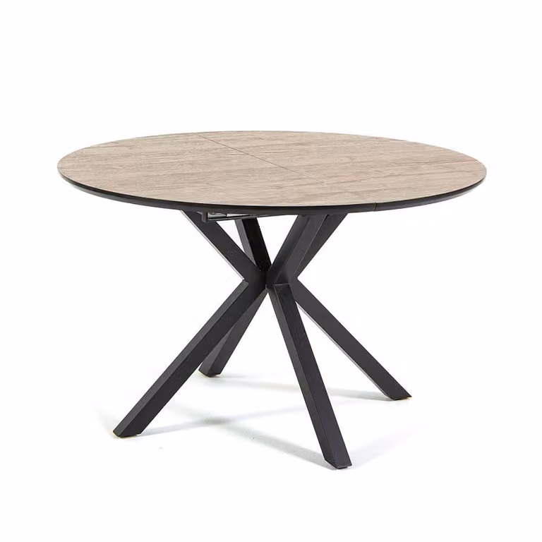Tavolo rotondo allungabile da Ø120 cm a 160 cm - design moderno ed elegante con struttura a croce in metallo, stabile e raffinato per cucina, sala da pranzo e ufficio - SEBASTIAN - Nero