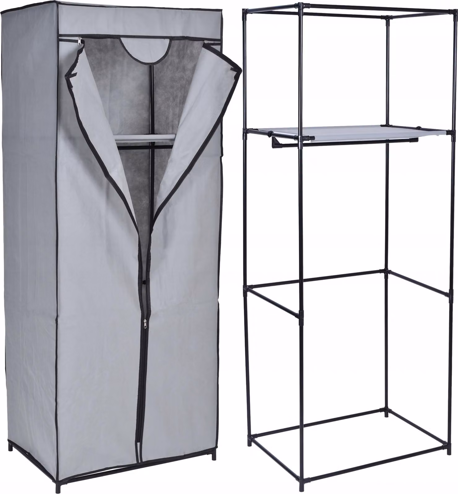 Armadio tessile Fela con ripiano - grigio