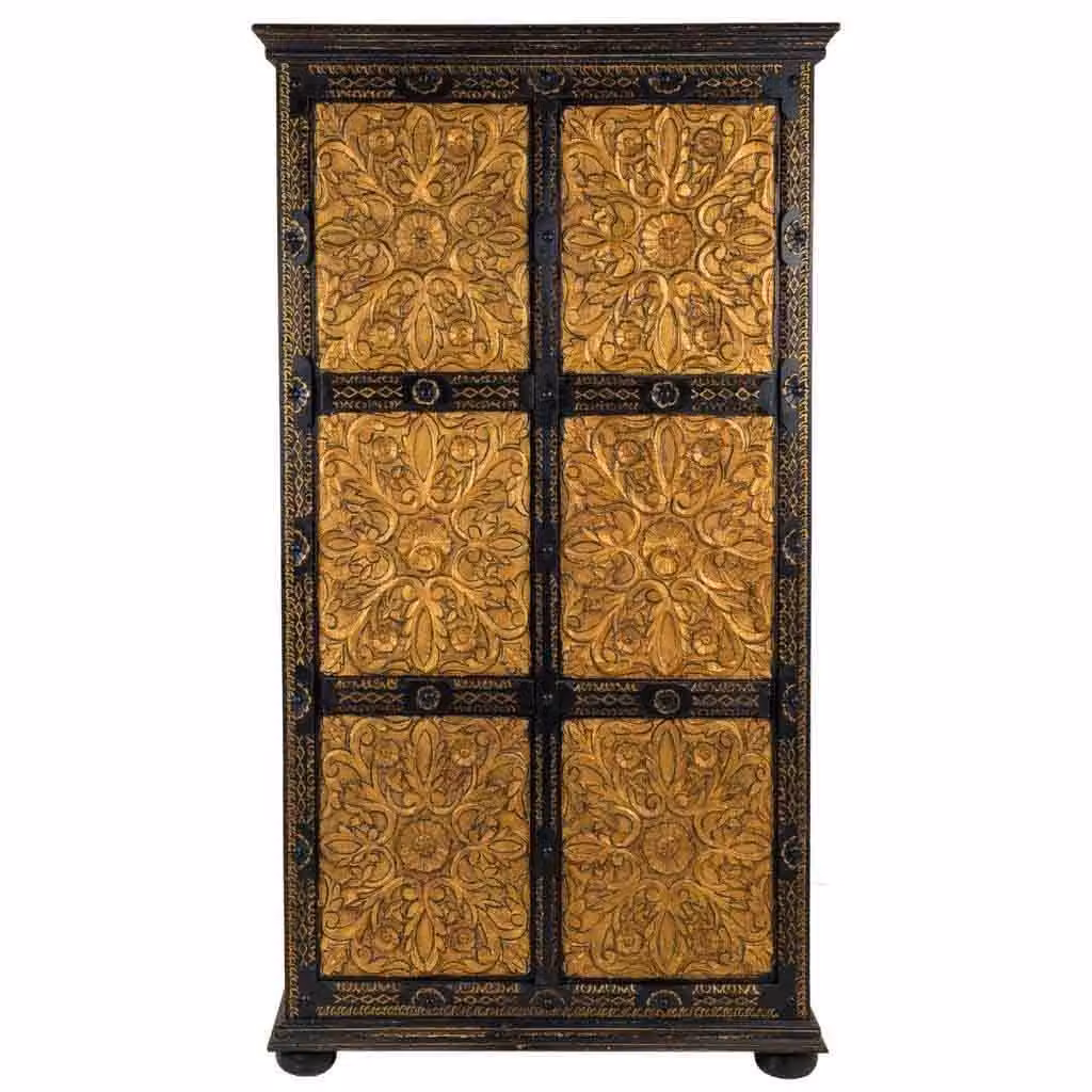 Mobile in legno intagliato con decoro floreale Wanderlust Deco nero L: 102 cm, P: 44 cm, H: 183 cm – 2