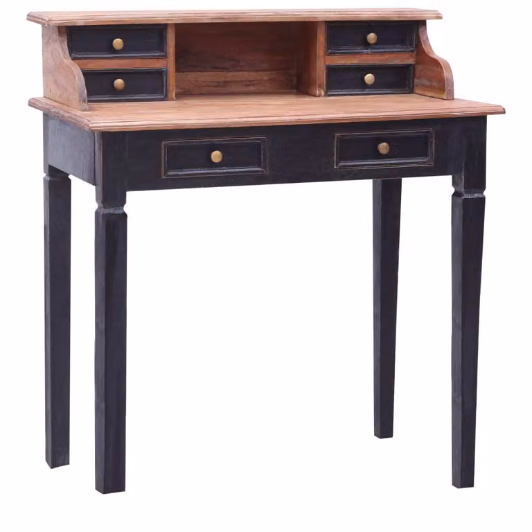 The Living Store Scrivania con cassetti 90x50x101 cm in legno massiccio antico