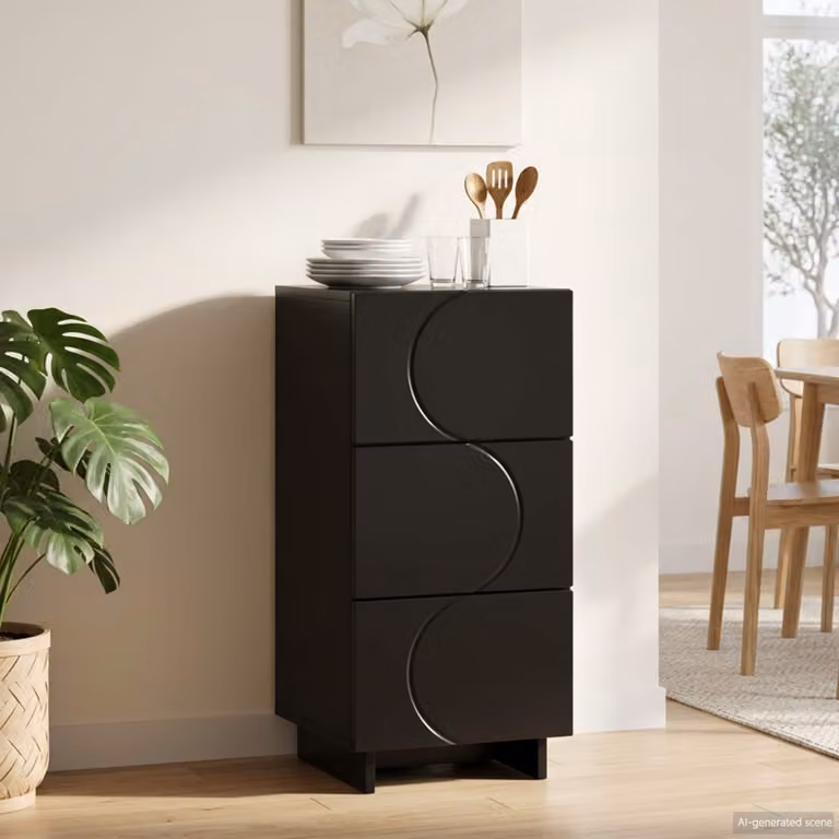 Credenza moderna vidaXL in legno nero L: 33,5 cm, P: 34,5 cm, H: 75 cm