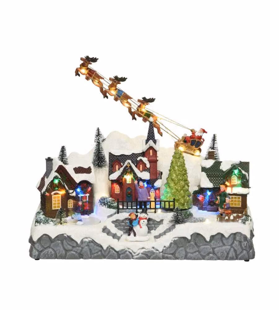 Lumineo Slitta di Babbo Natale Musica e Movimento - 28 LED - 27,5 cm
