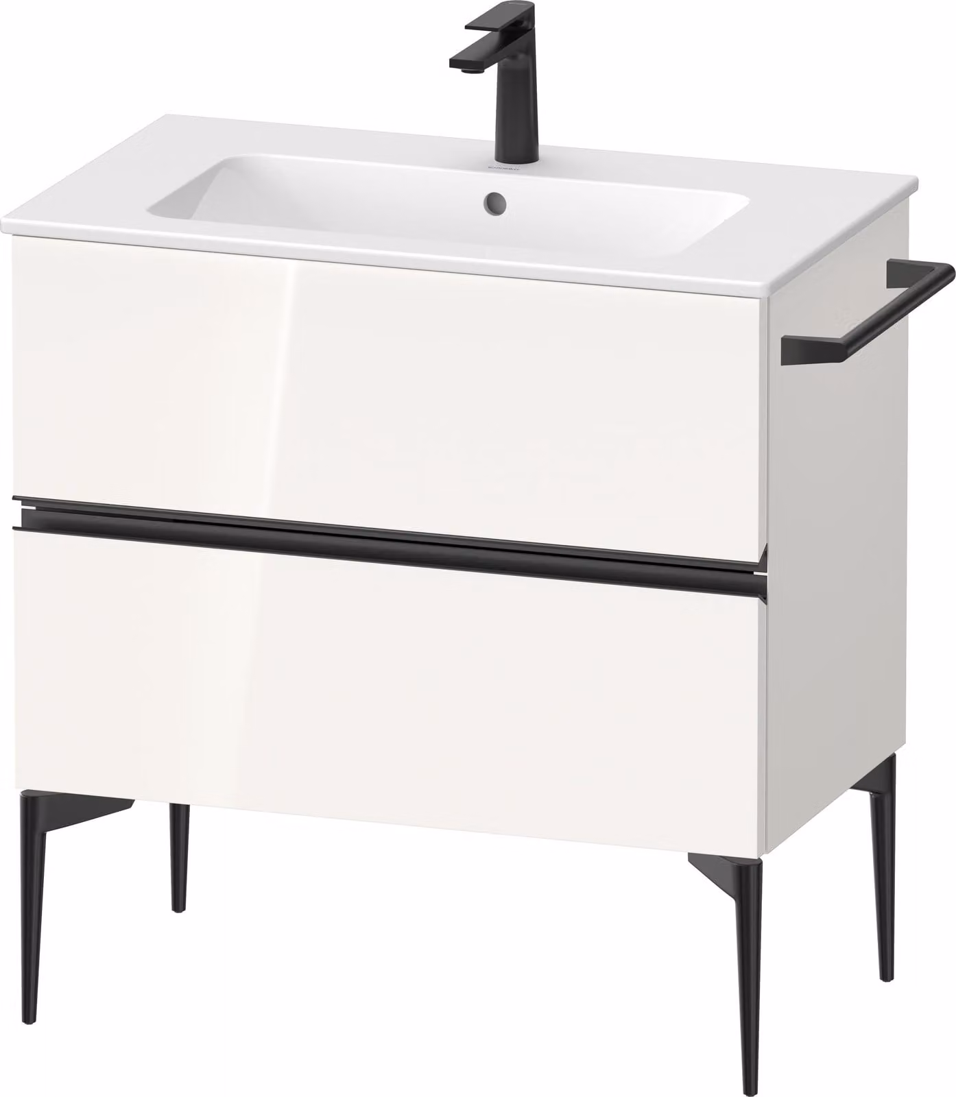Duravit Sivida Meuble sous-lavabo, 2 tiroirs, poignée encastrée noir diamant mat, 810x477x591mm, pour ME by Starck, SV46440BD220000, SV46440BD220000