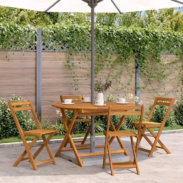 Tavolo da giardino pieghevole vidaXL in legno di acacia oliato marrone L: 110 cm, H: 75 cm – 1