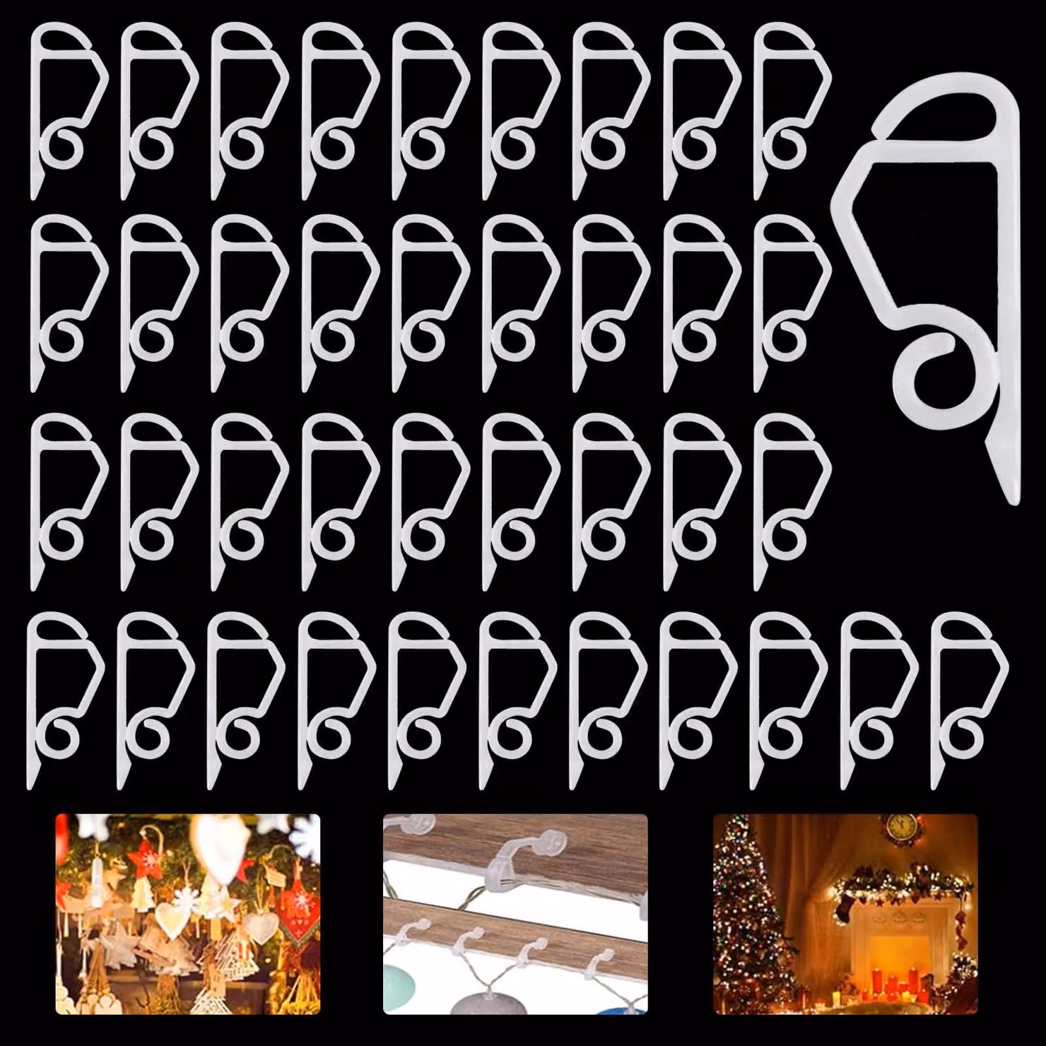 120 clip per luci natalizie, mini supporti per grondaie, plastica, bianchi, 5x2,3 cm