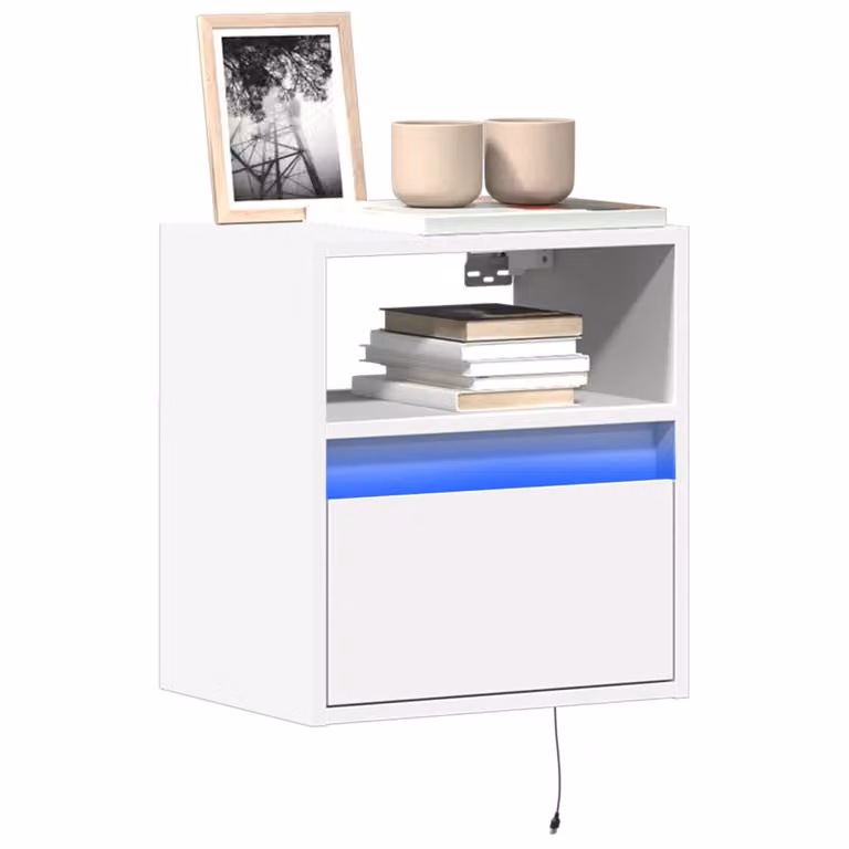 Mobile TV a parete con luci LED vidaXL Bianco L: 41 cm, P: 31 cm, H: 45 cm
