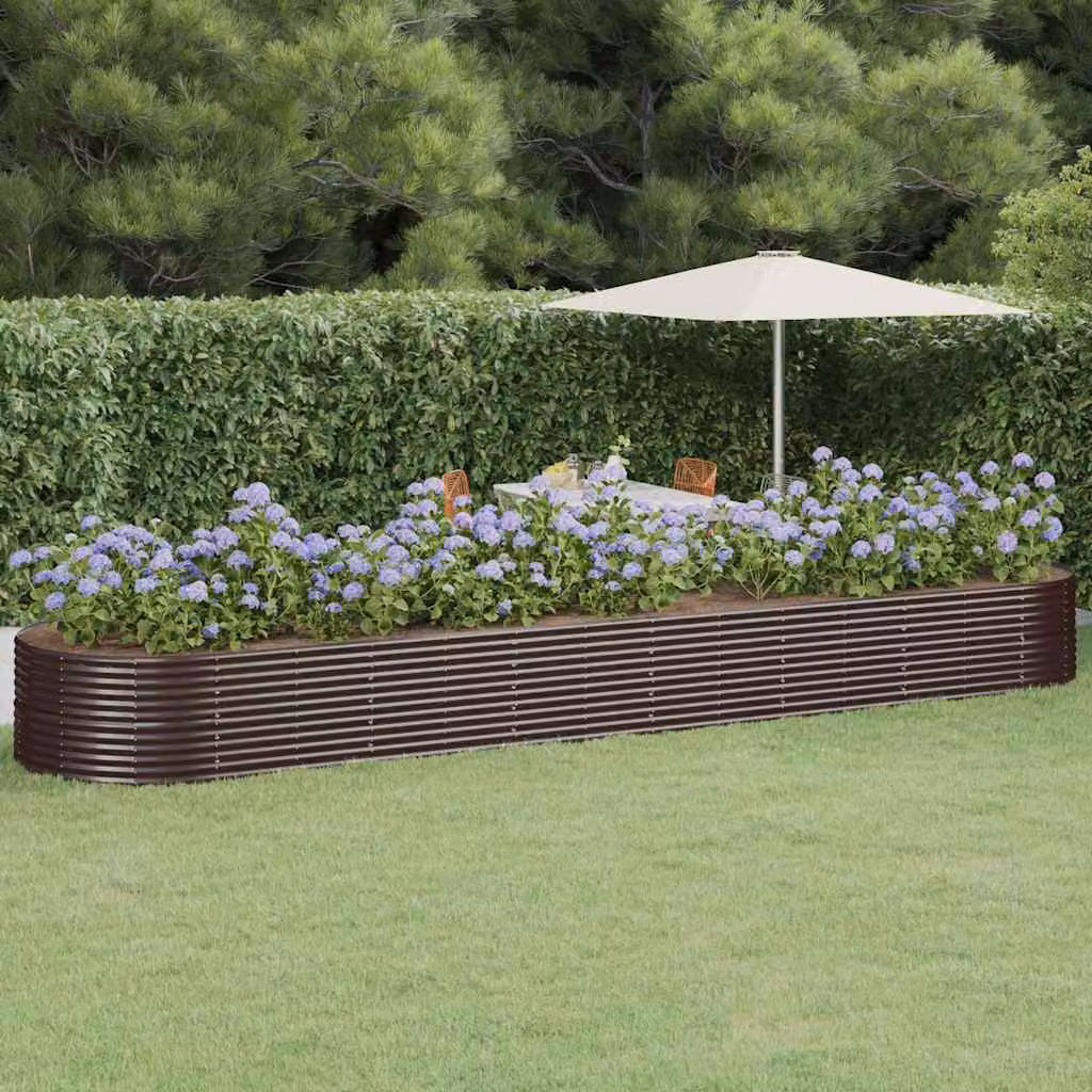 vidaXL Letto Giardino Acciaio Vernice a Polvere 584x140x68 cm Marrone