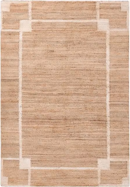 Tappeto Beliani in juta e cotone beige chiaro con motivo intrecciato rettangolare in stile rustico per soggiorno e camera da letto L: 230 cm, P: 160 cm