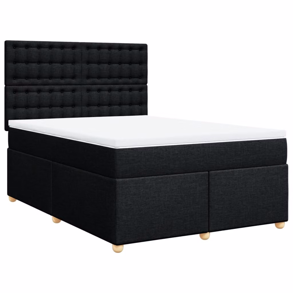 Giroletto a Molle con Materasso Nero 140x200 cm in Tessuto