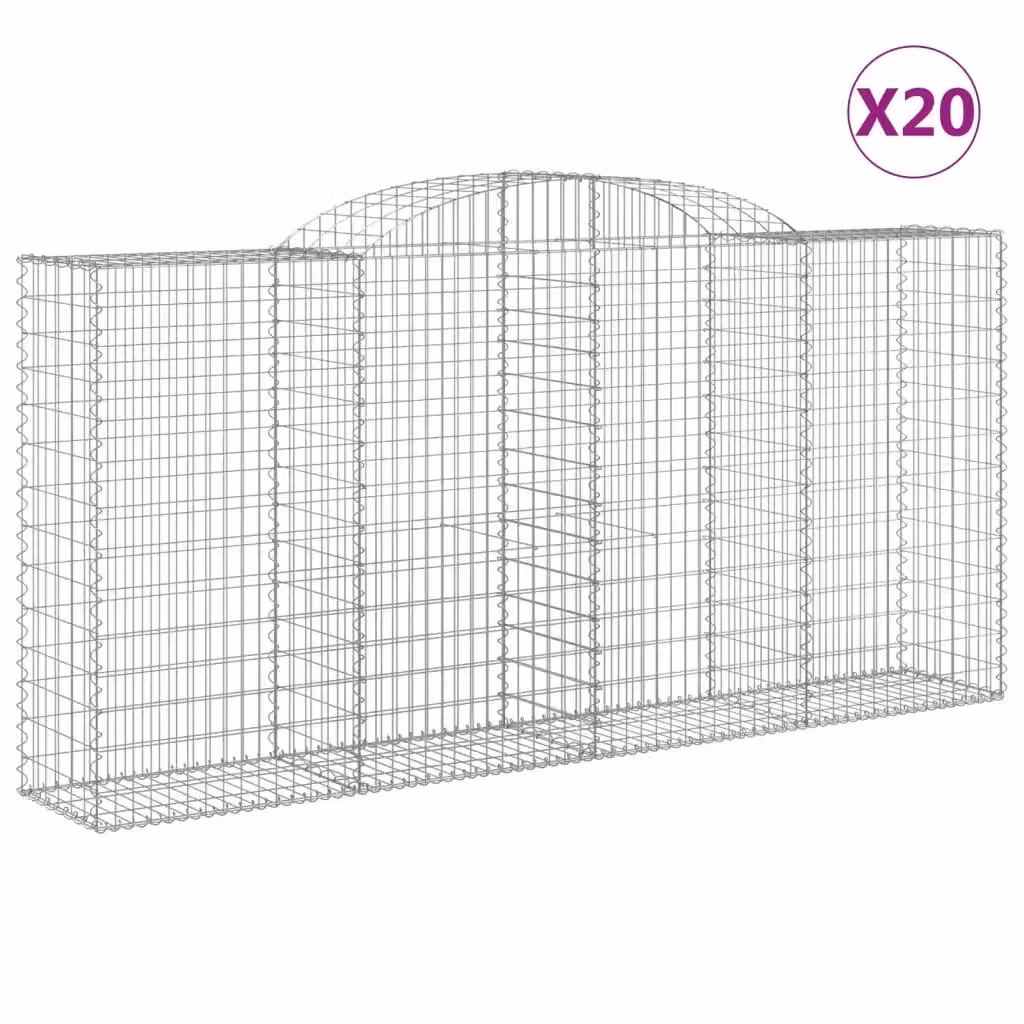 Set di 20 Cesti Gabbioni ad Arco Videx in Acciaio Zincato Argento L: 300 cm, P: 50 cm, H: 140/160 cm – 2