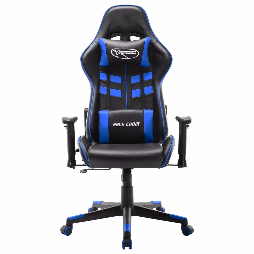 Sedia da Gaming Blu e Nera in Similpelle con Poggiatesta e Braccioli regolabili – 2