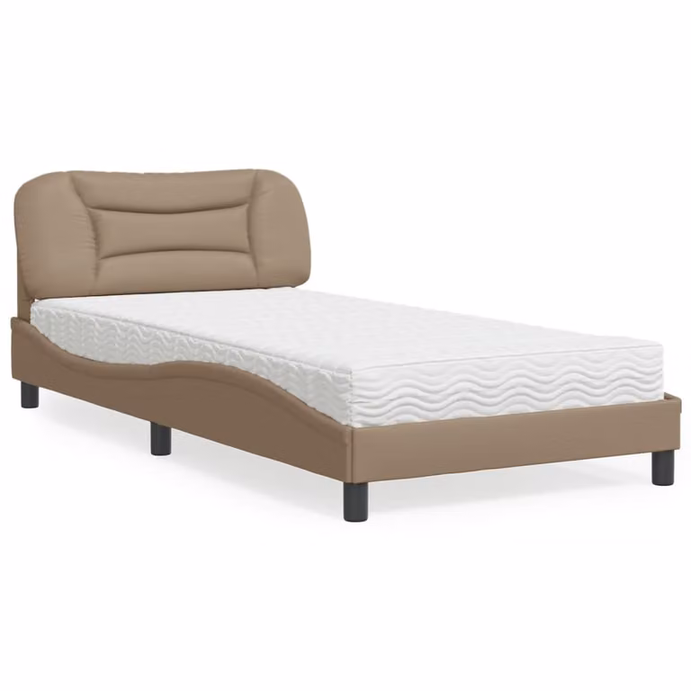 Letto con Materasso Hvar vidaXL in Similpelle Cappuccino L: 100 cm, P: 200 cm