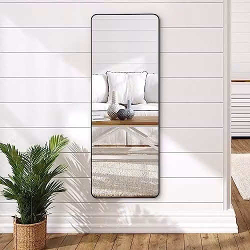 Americanflat Specchio da Parete Lungo 55x150 cm - Specchio Lungo da Parete per Camere da Letto e Salotto - Grande Specchio Figura Intera con Cornice Nera e Vetro Infrangibile