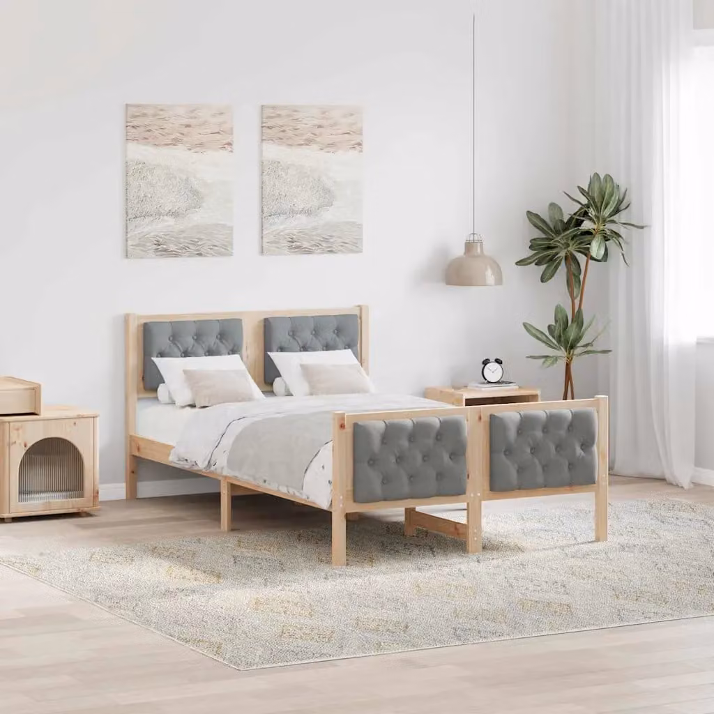 Struttura del letto vidaXL in pino massello grigio 120 x 200 cm – 1