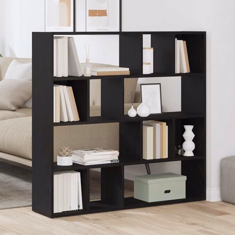 Libreria/Divisorio vidaXL in Rovere Nero, Design Moderno, L 105 cm x P 24 cm x H 102 cm