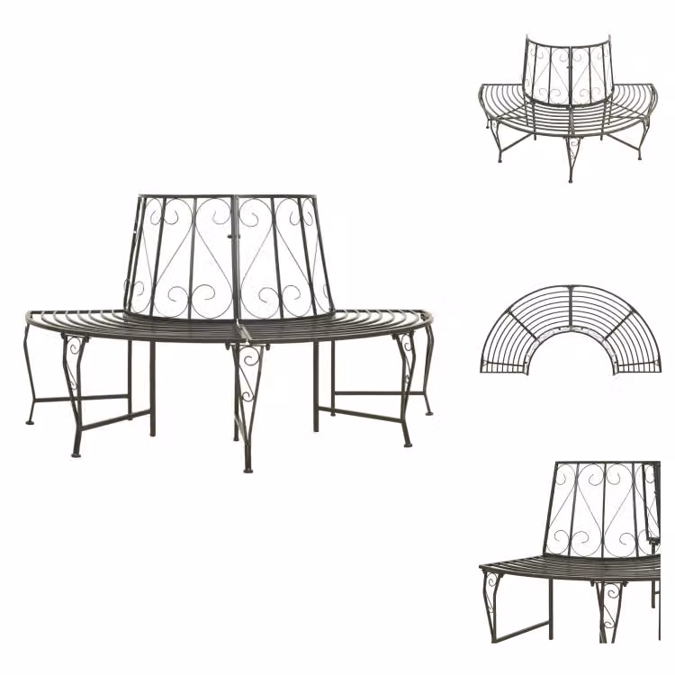 vidaXL Panchina da giardino semicircolare 160 cm in acciaio - Panchine da giardino