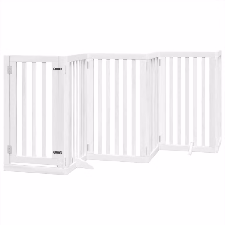 Cancello Cani Porta Pieghevole Bianco 6 Pannelli 300 cm Pioppo