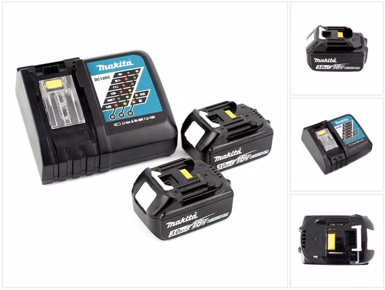 Makita Kit Power Set con 2x Batterie BL 1830 B 3,0 Ah 18 V + Caricatore rapido DC 18 RC