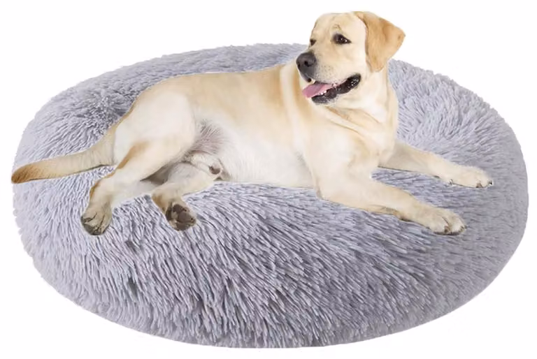 Cuccia per cani, cuccia per gatti, forma a ciambella, rotonda, lavabile, morbida, confortevole, diametro 70 cm, grigio chiaro