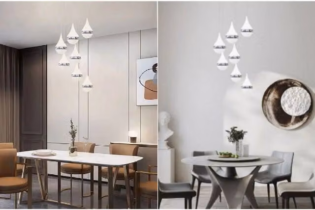 Lampada a Sospensione LED Trade Shop Traesio Design a Goccia Cascata 80W Bianco e Cromo – 1