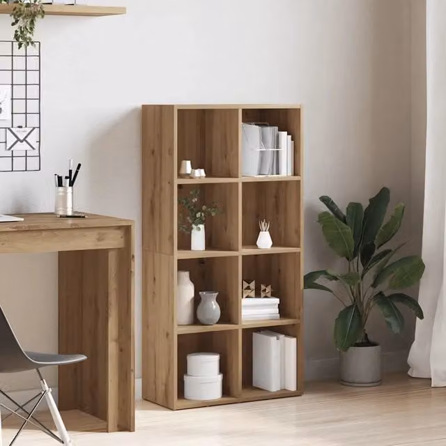 Libreria a muro Design Mania in legno e MDF color marrone con pannello posteriore, L: 66 cm, P: 30 cm, H: 130 cm – 1