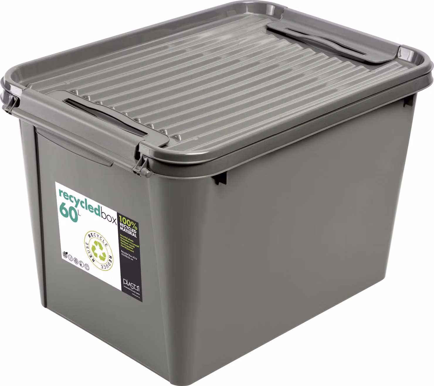 Contenitore Recyclet con coperchio e rotelle 60L grigio 55 cm