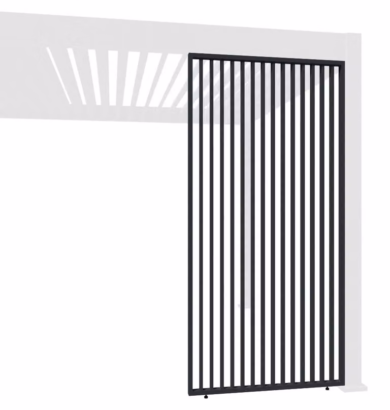 Pannello divisorio verticale a lamelle per pergole, in alluminio antracite