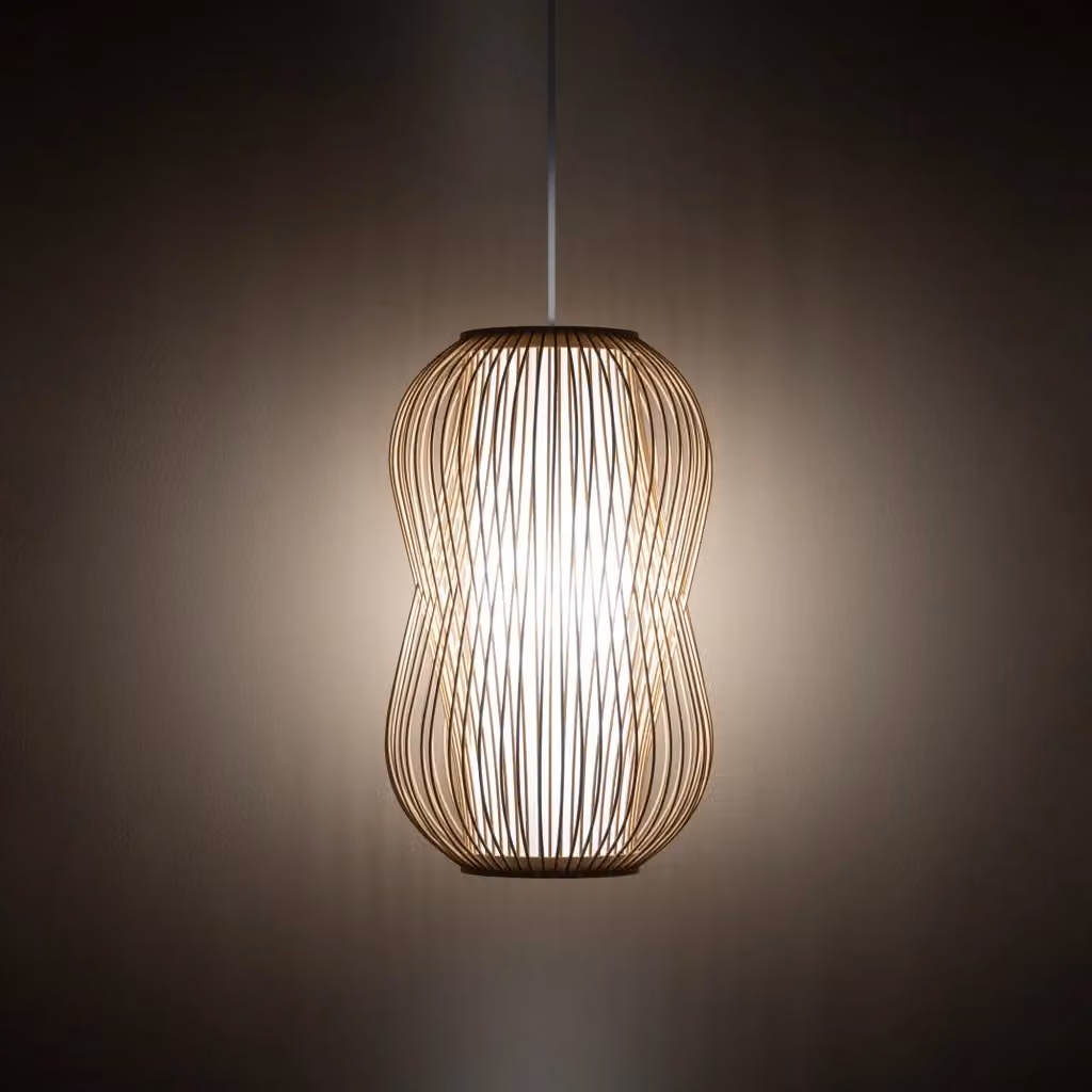 Lampada a sospensione Puket M Nowodvorski Lighting in bambù e metallo bianco, Ø 26 cm, attacco E27 – 2