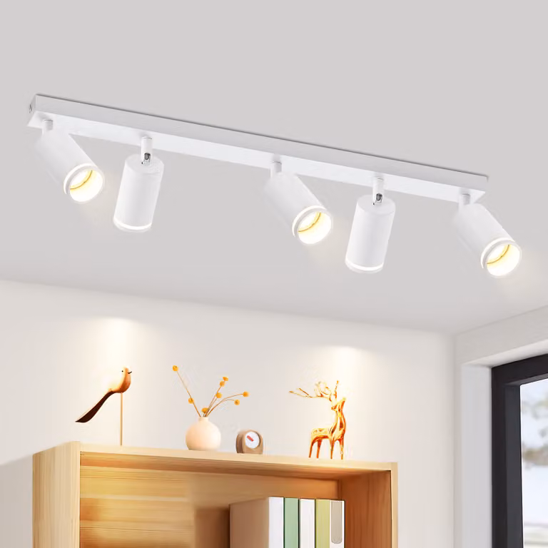 ZMH LED plafoniera 5 fiamme bianche plafoniera spot GU10 orientabile plafoniera in metallo per corridoio soggiorno cucina camera da letto, senza lampadine