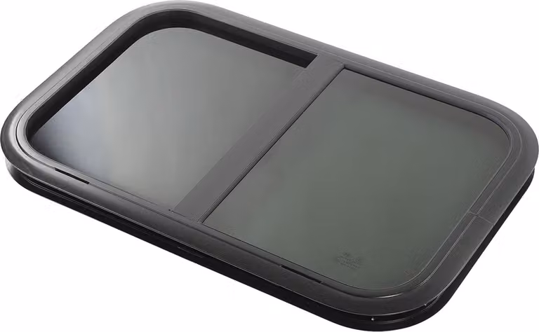 Finestra scorrevole per camper, 750 x 430 mm, lega di alluminio nera, rimorchio, vetro resistente ai raggi UV con rete antinsetti mobile, spessore della parete adatto: da 26 a 31 mm