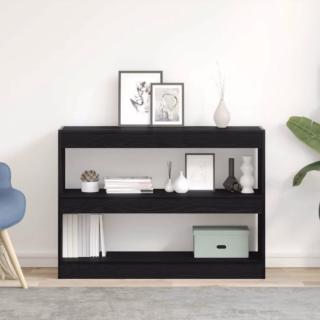 Libreria moderna vidaXL a 2 livelli in MDF nero L 100 x P 30 x H 72 cm